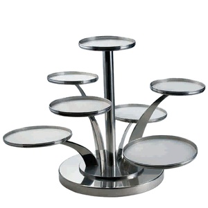7 tiers rotante in metallo fantasia in acciaio inox multilivello revolving basamento della torta nuziale india - Product Image 1