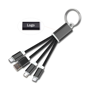 OEM logotipo personalizado nuevo regalo promocional de negocios conjunto 5V 2A llavero cargador 3 1 Cable USB nailon de cobre puro <span class=keywords><strong>para</strong></span> hombres y mujeres - Product Image 1