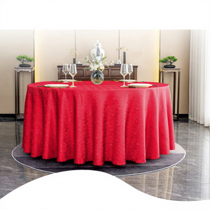 Nappe ronde en jacquard floral de luxe avec bord festonné - Housse de table en polyester de qualité supérieure pour mariages, hôtels et banquets - Product Image 5
