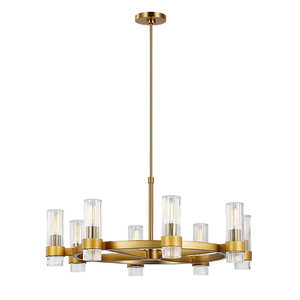 Lustre rond en fer et verre de style rétro américain, simple, luxueux, pour hôtel, club, salon, 33 pouces - Product Image 1