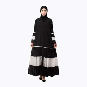 New <strong>Model</strong> Open <strong>Abaya</strong> Women Muslim Dress Custom Contrast Pleated at Sleeve and Bottom Front Open <strong>Abaya</strong> - Product Image 6