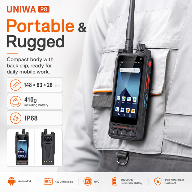 UNIWA P8 IP68 Waterproof Android Walkie Talkie 4W DMR POC Radio for Outdoor Field Work