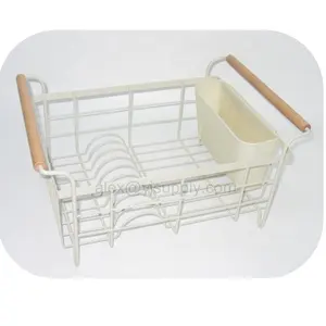 Korean Style Kitchen Dish Drainer Utensil Holder Wooden Handle