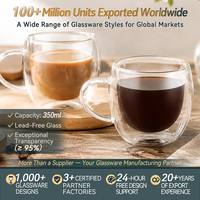 Mug à café en verre à double paroi pour cappuccino - Verre borosilicate soufflé à la main avec poignée - Isolation thermique avancée - Vente en gros