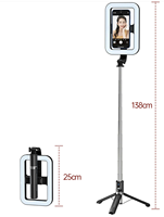 Logo/emballage personnalisés disponibles : Trépied pliable pour selfie avec anneau lumineux LED, télécommande sans fil, support compact pour vlogging, TikTok