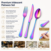 Cuillère, fourchette et couteau en acier inoxydable arc-en-ciel pour hôtel, restaurant, mariage, couverts individuels