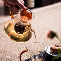 Théière en verre borosilicate de haute qualité, couleur personnalisée, style nordique, tasse transparente simple, fabricants en gros, service à thé