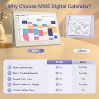 Calendrier numérique intelligent WiFi MWE US Stock, écran large HD LCD IPS de 10,1 pouces, cadre photo mural ou de bureau