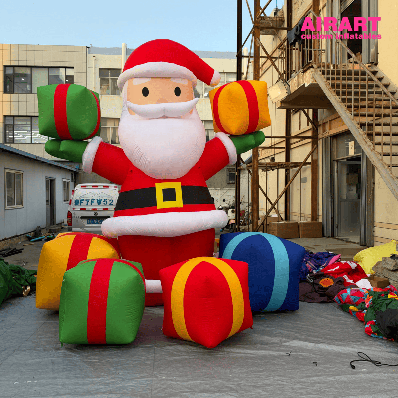 4M Giant Inflatable Santa Claus Decoration with White Beard Red Suit ...