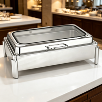 Chauffe-plat en acier inoxydable à cadre robuste et poignée de levage facile, capacité 9L, affichage numérique, écran tactile, chauffage à l'alcool pour buffet
