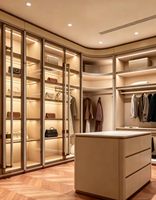 Armoire moderne minimaliste sur mesure avec éclairage LED intelligent et étagères ouvertes pour projets de villas
