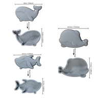 Ensemble de 3 moules en silicone pour gâteaux en forme d'animaux marins 3D, moule à pâtisserie pour la décoration de gâteaux au chocolat, au fudge et au pudding