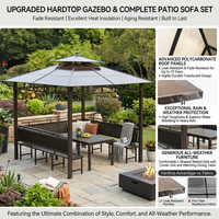Pavillon de jardin extérieur de luxe avec toit en polycarbonate PC, abri imperméable et pare-soleil pour villa, patio, terrasse, cour arrière