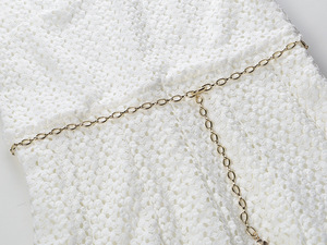 Tinta unita elegante cintura decorare abiti dimagranti in maglia donna O collo cappellino manica vita alta abito lungo lavorato a maglia donna - Product Image 5