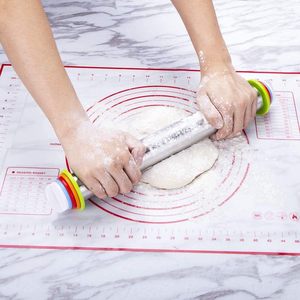 Baking Stainless Steel Rolling Pin Adjustment Thickness Scale Flour Stick Dough Leather Kneading Tool Silicone Pastry <b>Mat</b> - Product Image 3