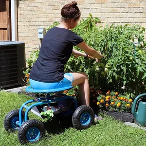 Einstellbarer Rolling-Gartenschlepper Zweirad-Gartenkarton Traktor-Radsitz-Gärtnerschlepper mit Drehstange