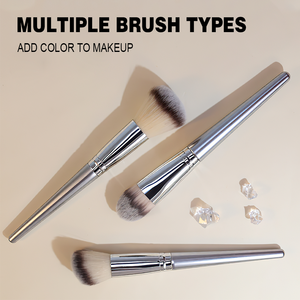 แปรงปัดแก้มทรงใหม่ แปรงปัดแป้งฝุ่นขนาดใหญ่ ขนแปรงนุ่มฟู รุ่นซิลเวอร์ ด้ามไม้ แปรงแต่งหน้า - Product Image 2