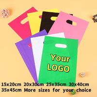 Sacs de courses personnalisés avec logo imprimé, sacs en plastique D-cut imperméables avec poignée pour sacs de courses