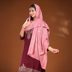 Pink Wool Winter <b>Wedding</b> Party Embroidered Dupattas <b>Shawl</b> Set Indian Pakistani Traditional Women's Outfit - Product Image 1