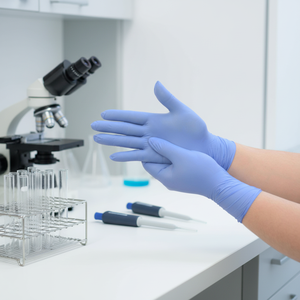 ถุงมือไนไตรล์แบบใช้แล้วทิ้ง หนา 4 มิล 100 ชิ้น ปราศจากน้ำยาง ปราศจากแป้ง สำหรับใช้ในงานทันตกรรม/ครัว/การแพทย์ - Product Image 1