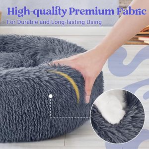 Cama Redonda y Esponjosa para Perros y Cachorros, Lavable a Máquina, Antideslizante, Relajante, de Felpa Suave, Tipo Donut, para Gatos, para Interiores del Hogar - Product Image 5