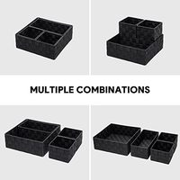 Lot de 4 petits paniers de rangement classiques en osier noir, durables, rectangulaires, pour salon, placard, étagère, commode