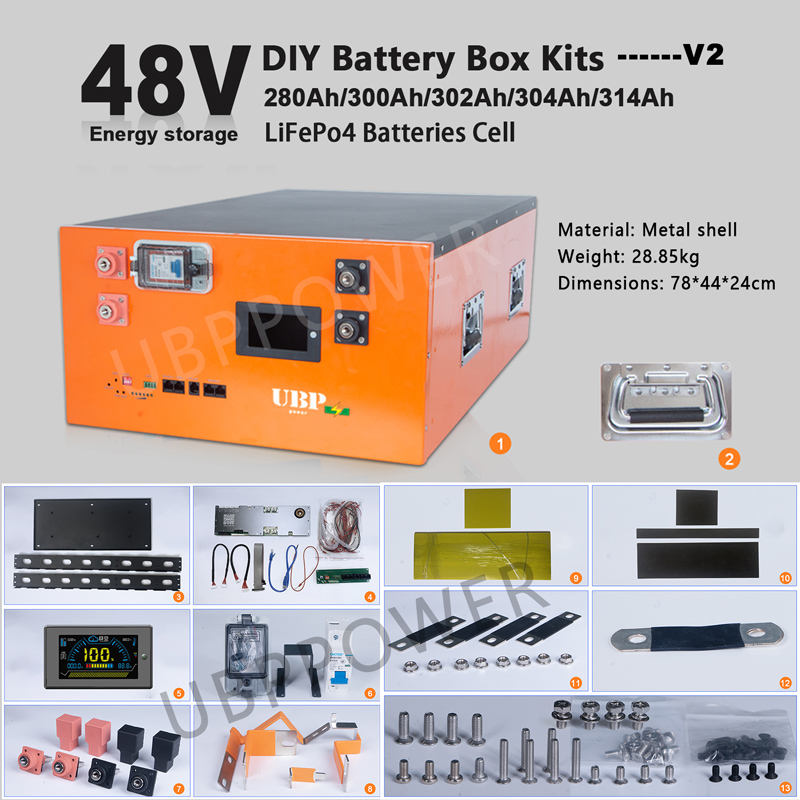 48V Lifepo4 DIY Battery Box Kit with JK BMS & LCD Display