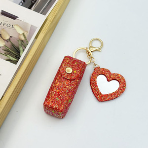 Porte-clés rouge à lèvres avec paillettes et miroir, pendentif pochette à rouge à lèvres, breloque sac à rouge à lèvres, porte-clés polyvalent populaire - Product Image 3
