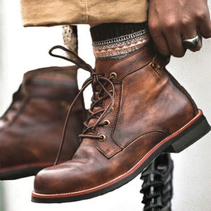 Botines de Tobillo para Hombre con Logotipo Personalizado, Estilo Vintage, Dropshipping, Talla Grande, Plataforma Gruesa, Botas de Moda para Otoño/Invierno - Product Image 3