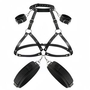 Ensemble de harnais de bondage réglable BDSM pour couples, cuir, poignets et cuisses, jeux SM, jouets sexuels pour femmes - Product Image 4