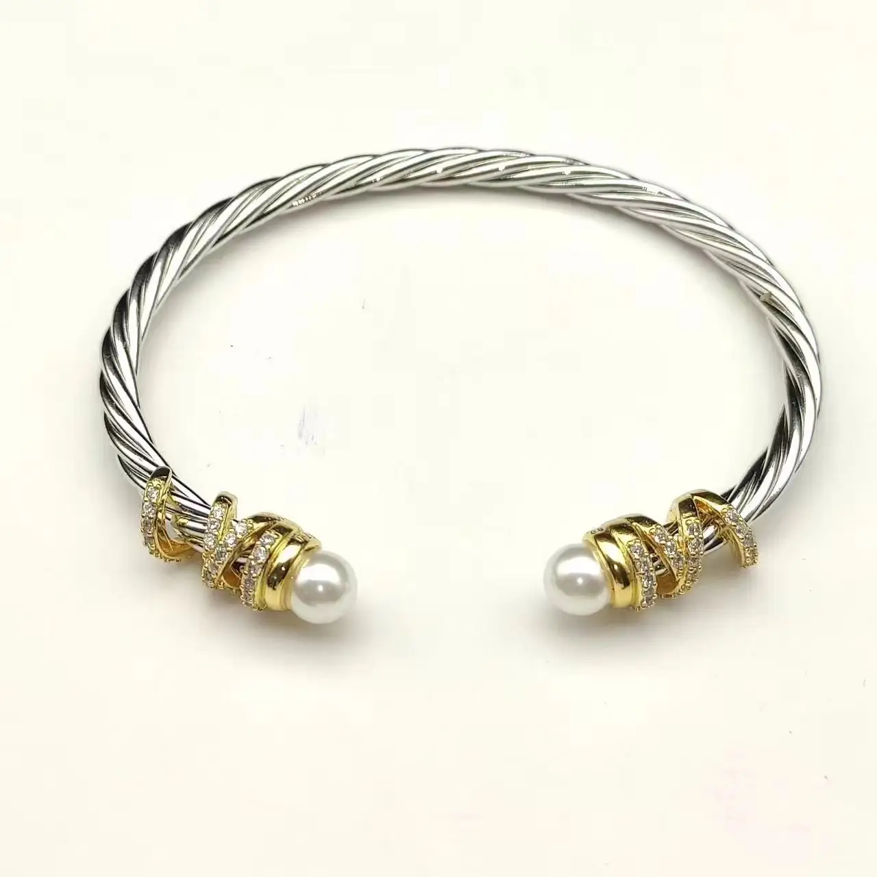 Drehband-Armband mit Verbundmaterial Muschel Perle 4mm antike Manschettenarmbänder für Damen und Herren