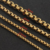 Chaînes carrées martelées en acier titane plaqué or 18 carats D631 de 3 mm et 4 mm pour la fabrication de bijoux et de sacs