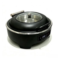 Pemanas Makanan Buffet Elektrik, Wadah Chafing Dish Individual dengan Jendela, Kompor Buffet Stainless Steel 6L 400W 220-240V, Peralatan Dapur