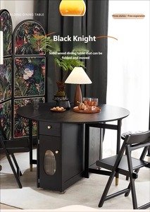 <span class=keywords><strong>Tavolo</strong></span> da Pranzo Rotondo <span class=keywords><strong>Allungabile</strong></span> e Pieghevole in Legno Massello Nordico, <span class=keywords><strong>Tavolo</strong></span> da Pranzo Compatto di Lusso in Gomma di Siamè per Spazi Ristretti - Product Image 6