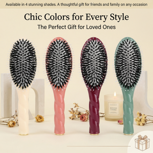 Glossy Spiral Handle Air Cushion Paddle <strong>Brush</strong> - Boar Bristle &amp; Nylon <strong>Detangling</strong> <strong>Brush</strong> OEM Private Label Wholesale - Product Image 6