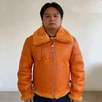 Blouson d'hiver B3 classique orange en peau de mouton USA, taille plus, veste en fourrure de mouton, nouvelle mode, manteaux en cuir véritable pour hommes