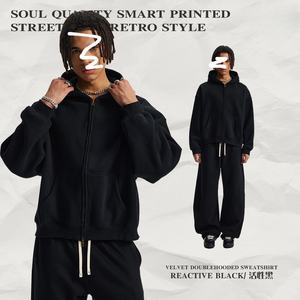 Wholesale Blank Streetwear Custom Vintage Zip Up <b>Hoodies</b> Washed Black Women <b>Men</b> Crop <b>Hoodies</b> - Product Image 4