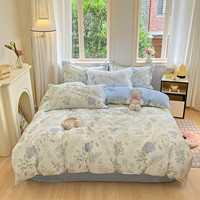 Parure de lit respirante à imprimé floral éclatant 100 % coton - Choisissez drap plat ou drap-housse