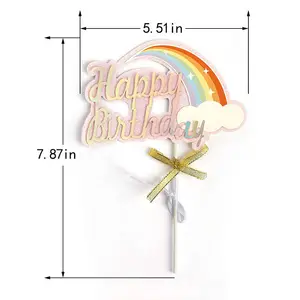 Nicro Cartoon Party Toy Girl Rainbow Unicorn Theme Paper Cake Topper Party Table Decoration
