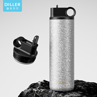 Bouteille d'eau sport isotherme classique en acier inoxydable de 25 oz, livraison rapide, avec paille, pour course à pied et activités de plein air, personnalisable avec LOGO