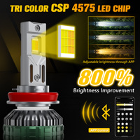 Bombillas LED para Faros Delanteros con Control por Aplicación Inteligente, Tubo de Cobre Doble de 12V, Temperatura de Color Ajustable, Faros LED para H4 H7 H11, Luces Antiniebla para Automóvil