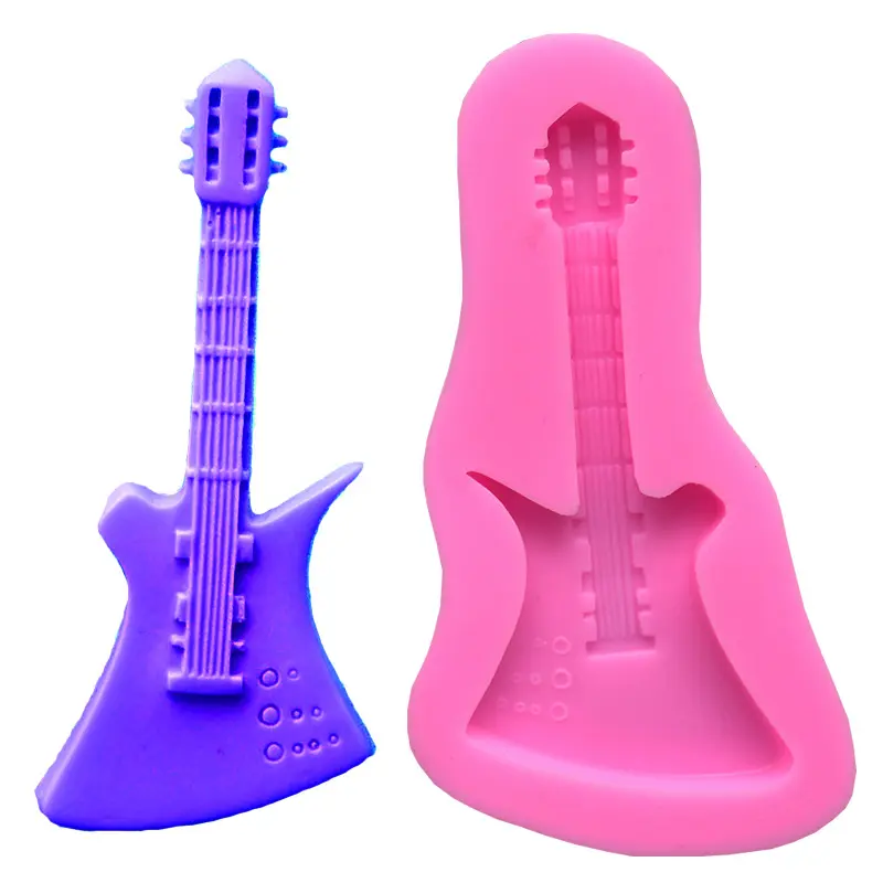 HelloWorld Guitar Handsome 3D Chocolate Liquid Silicone Molds Cake Decoration DIY Tools Delicate Electric Pastry Mould Jello Pudding