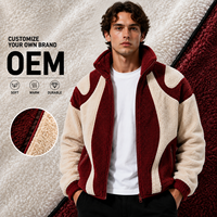 Chaqueta Bomber de Forro Polar Sherpa para Hombre, con Logotipo Personalizado del Fabricante, Diseño de Bloques de Color, Abrigo de Invierno, OEM