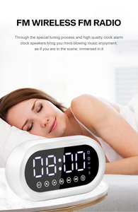 Kỹ thuật số Đồng hồ báo thức loa không dây Gương LED hiển thị, Kép Đồng hồ báo thức 5.3 pin lớn thiết kế thời trang với TF Thẻ âm nhạc - Product Image 2