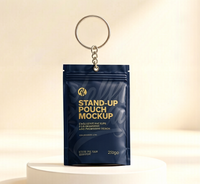 En gros, mini pochette stand-up personnalisée en aluminium refermable avec porte-clés, sac d'emballage vierge, porte-clés breloque pour cadeau souvenir