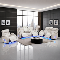Ensemble de canapés inclinables électriques modernes pour home cinéma avec enceintes Bluetooth, éclairage LED, recharge sans fil et console de rangement