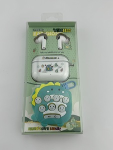 <strong>Cartoon</strong> TWS <strong>Earbuds</strong> with <strong>Cartoon</strong> Silicone Protective Case with Pop Quick Push Gaming Console for Kids Gift Headphone Wireless