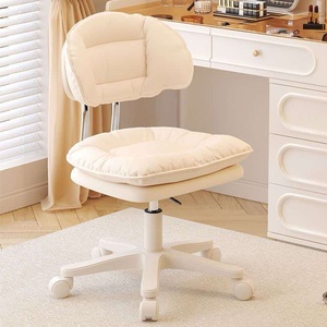 Cream Office <b>Chair</b> with <b>Padded</b> Seat and Backrest 360 Degree Swivel Base for Salon or Home Use - Product Image 2