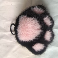 Pendentif en fausse fourrure de vison en forme de patte de chat, petit porte-clés de sac en forme de patte, porte-clés de voiture en forme de patte d'ours