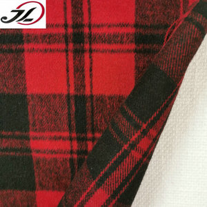 Poly <strong>Wool</strong> Blended Yarn Dyed <strong>Red</strong> Black Check Plaid Over Coating Woolen Fabric - Product Image 2